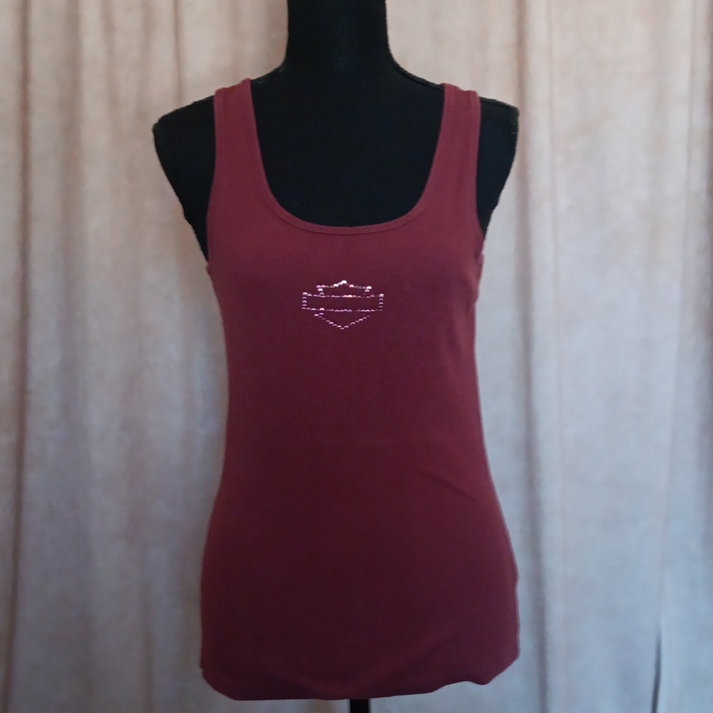 Vintage Harley Davidson L burgundy tank EUC